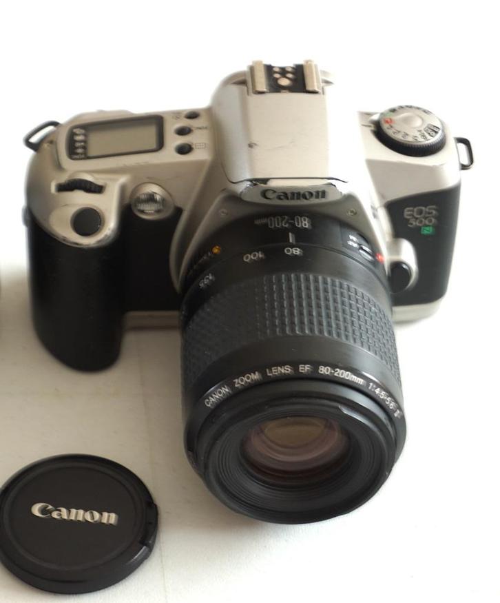 Canon EOS 500n + Canon Zoom Lens EF 80-200mm f/4.5-5.6 II, Audio, Tv en Foto, Fotocamera's Analoog, Gebruikt, Spiegelreflex, Canon