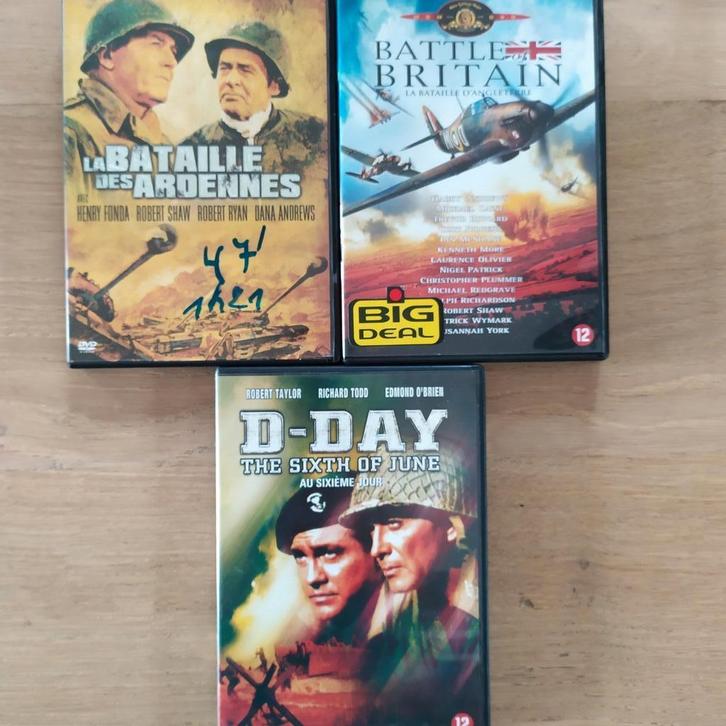 Lot 3 DVD 2e Wereldoorlog TBE, Cd's en Dvd's, Dvd's | Klassiekers, Zo goed als nieuw, Actie en Avontuur, 1940 tot 1960, Vanaf 12 jaar