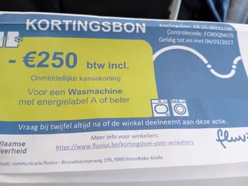 Kortingsbon voor wasmachine., Tickets en Kaartjes, Kortingen en Cadeaubonnen, Eén persoon, Kortingsbon, Warenhuis- of Winkelbon
