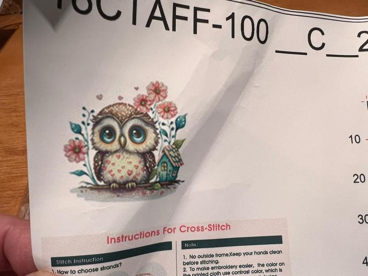 Voorgedrukt borduurpakket van uiltje, Hobby en Vrije tijd, Borduren en Borduurmachines, Nieuw, Borduurpakket, Handborduren, Ophalen of Verzenden