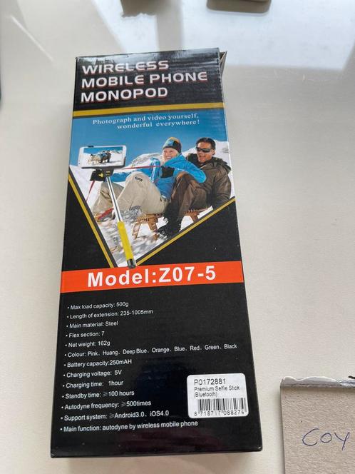 Selfie stick Z07-5 draadloze smartphone monopod, Audio, Tv en Foto, Fotografie | Statieven en Balhoofden, Zo goed als nieuw, Ophalen of Verzenden