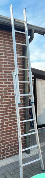 Ladder aluminium 14 treden 2 delig H 3,25 M uitschuifbaar, Doe-het-zelf en Bouw, Ladders en Trappen, Ophalen, Gebruikt, Ladder