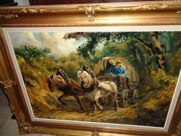 *Grote prachtige gesigneerde schilderij met zéér mooie kader beschikbaar voor biedingen