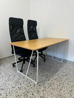 3 tables de travail avec plateau en Bambou, Zo goed als nieuw, Ophalen, Bureau