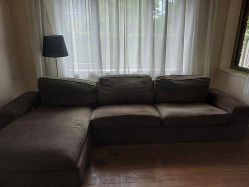 Grijze IKEA KIVIK zetel met poef en chaise longue (rechts), Huis en Inrichting, Zetels | Zetels en Chaises Longues, Gebruikt, Vierpersoons of meer