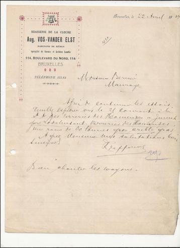 1914 brouwerij brasserie cloche vos- vanderelst brussel beschikbaar voor biedingen