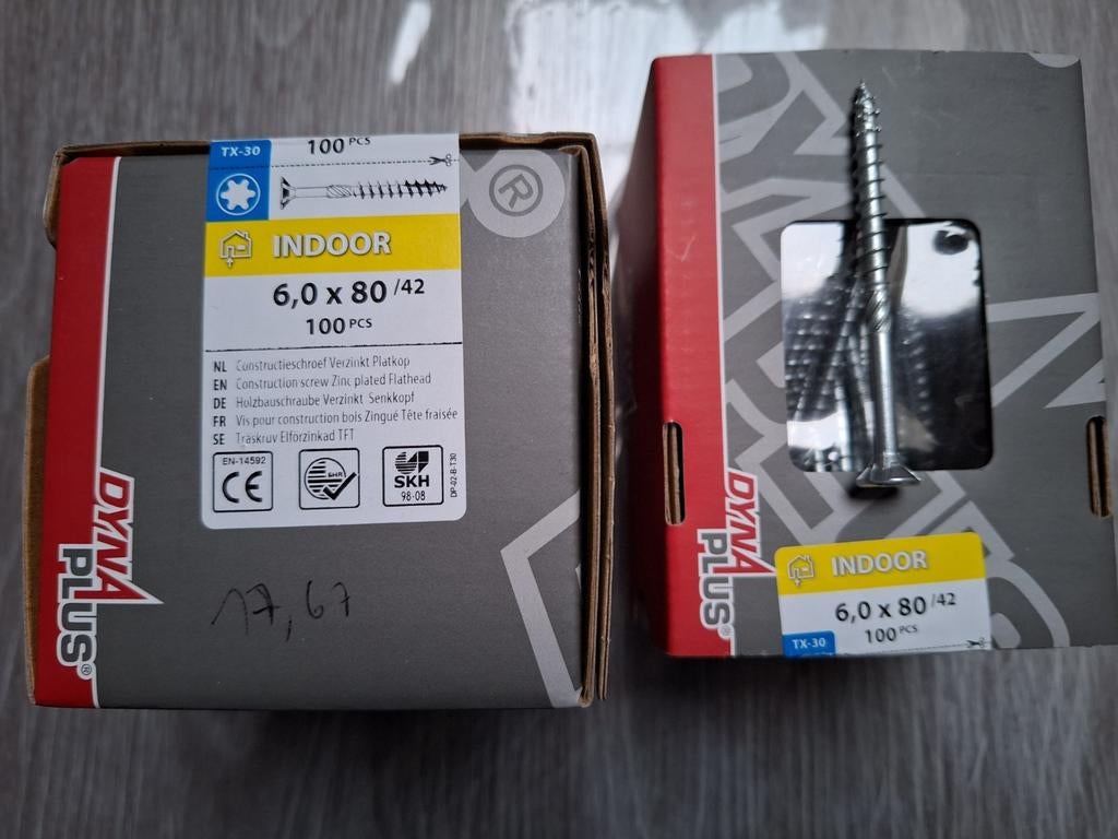 Vis à bois 6x80 torx 100p/boite valeur 17.50€/bte+ 5x120, Bricolage & Construction, Quincaillerie & Fixations, Enlèvement, Neuf