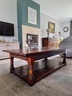 Massief eiken salontafel met 2 schuiven., Ophalen, Gebruikt, Engelse stijl., 100 tot 150 cm