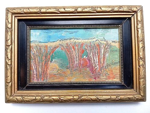 mooi kleurrijk oud schilderij gesigneerd, Antiek en Kunst, Kunst | Schilderijen | Klassiek, Ophalen of Verzenden