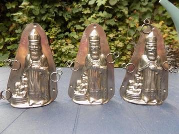 3 St-Nicolas chocoladevorm antiek metaal beschikbaar voor biedingen