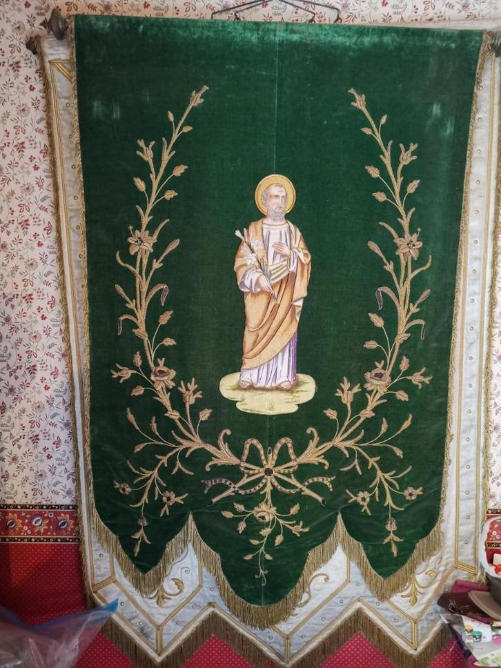 Bannière de procession, Antiek en Kunst, Antiek | Religieuze voorwerpen, Ophalen