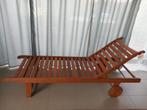 Hardhouten ligbed., Tuin en Terras, Ligbedden, Ophalen, Zo goed als nieuw, Teakhout, Verstelbaar
