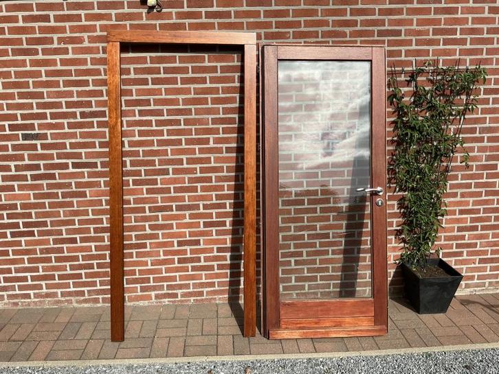 houten deur, Doe-het-zelf en Bouw, Deuren en Vliegenramen, Zo goed als nieuw, Binnendeur, 215 cm of meer, 80 tot 100 cm, Glas