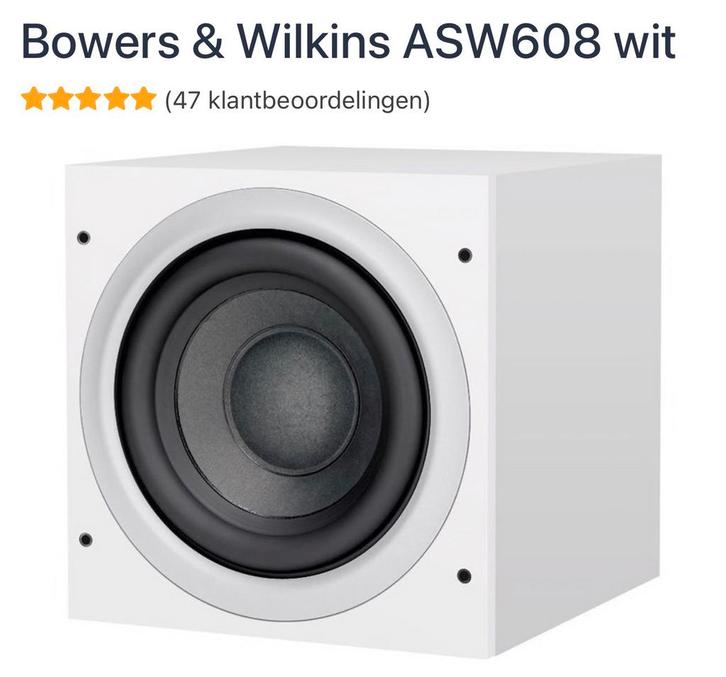 Boxers & Wilkins ASW608 wit subwoofer, TV, Hi-fi & Vidéo, Enceintes, Comme neuf, Subwoofer, Enlèvement