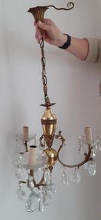 Kroonluchter 3 lichts 40cm diam 75cm H, Huis en Inrichting, Lampen | Kroonluchters, Gebruikt, Vintage, Ophalen, Glas