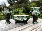 Barbotine - Majolica 3-delige set begin 1900, Antiek en Kunst, Antiek | Keramiek en Aardewerk, Ophalen
