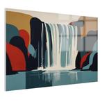 Waterval digitale kunst Glasschilderij 105x70cm + Ophangsyst, Nieuw, Print, 100 tot 125 cm, Oorspronkelijke maker