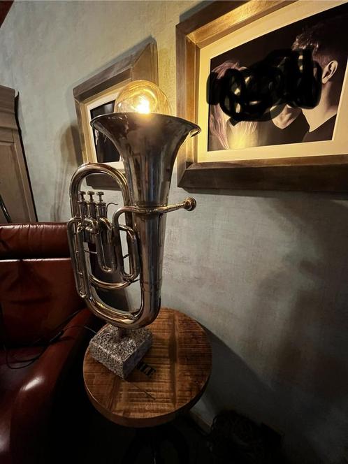 Lampen gemaakt van oude instrumenten, Huis en Inrichting, Lampen | Tafellampen, Gebruikt, Ophalen
