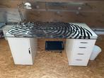 Bureau avec plateau en verre et 2 caissons, Huis en Inrichting, Bureaus, Ophalen, Zo goed als nieuw, Bureau