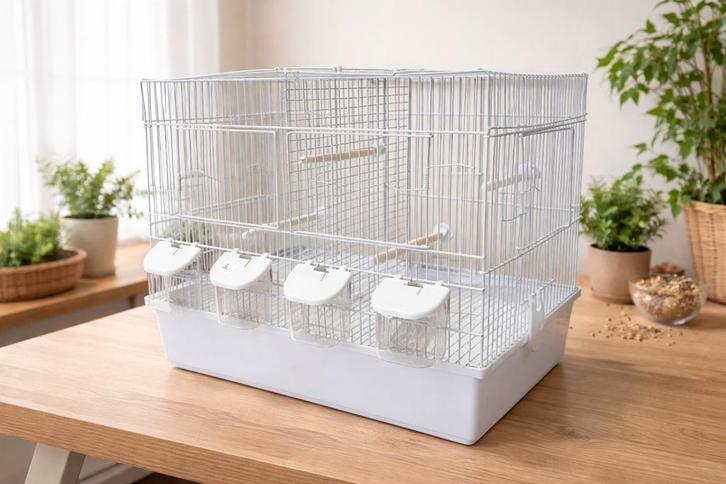 Cage d'élevage blanche en fil métallique empilable 45 cm (av, Animaux & Accessoires, Oiseaux | Cages & Volières, Enlèvement