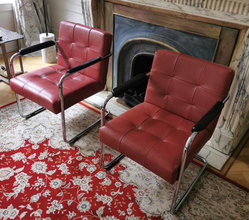 Vintage Chroom Fauteuils, Huis en Inrichting, Fauteuils, Zo goed als nieuw, Hout, Leer, Metaal, 50 tot 75 cm, Minder dan 75 cm