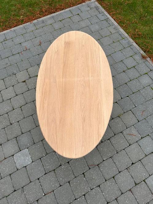 Ovale salontafel met eiken blad, Huis en Inrichting, Tafels | Salontafels, Eikenhout, Ophalen