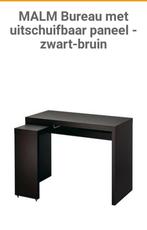 Malm bureau met uittrekbaar blad bruinzwart NIEUWstaat, Huis en Inrichting, Bureaus, Ophalen, Zo goed als nieuw, Bureau