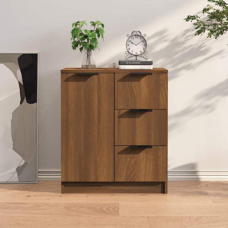 Dressoir 60x30x70 cm bewerkt hout bruin eikenkleur, Huis en Inrichting, Zitzakken, Nieuw, Bruin, Verzenden