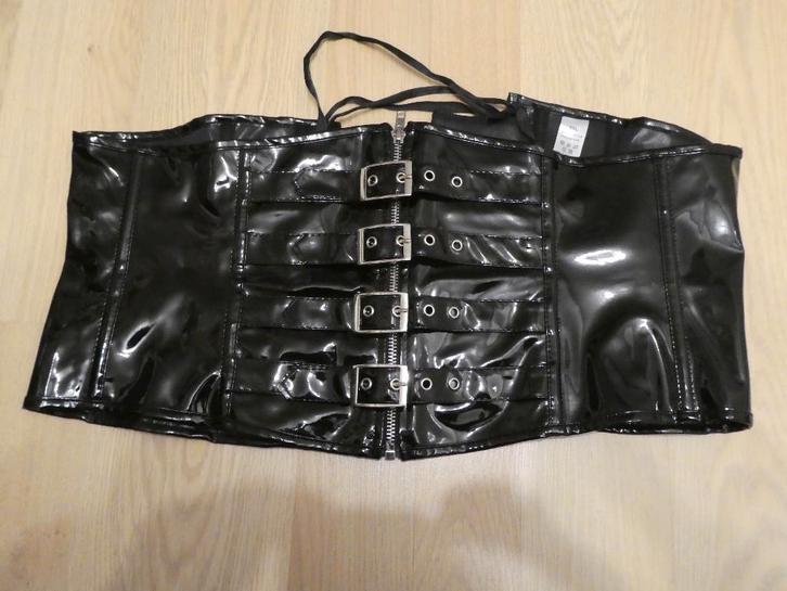 Taillegordel Lak PVC Zwart, Kleding | Dames, Ondergoed en Lingerie, Body of Korset, Zwart, Ophalen of Verzenden