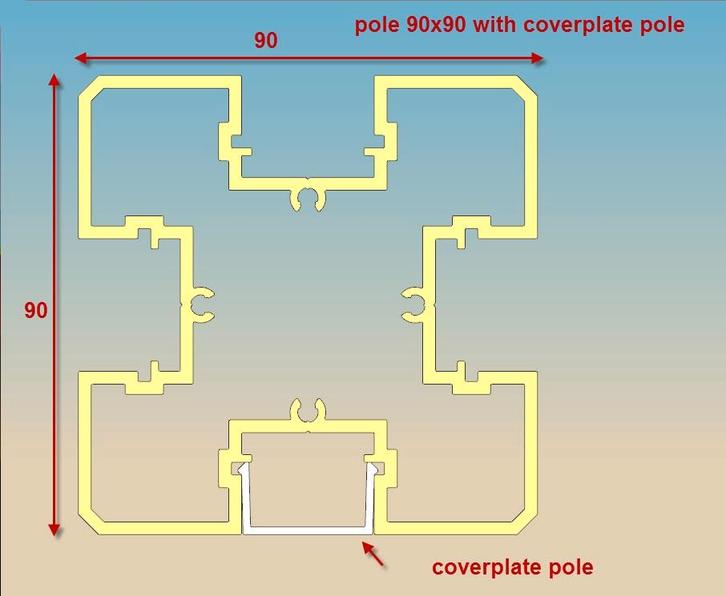 aluminium constructie profiel 90x90 - paal voor afsluiting, Tuin en Terras, Overige Tuin en Terras, Nieuw, Ophalen