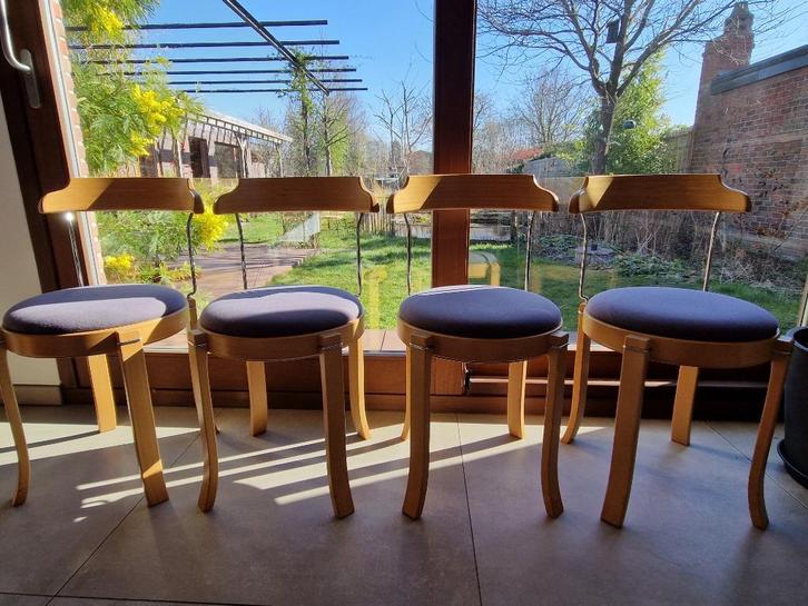 4 vintage stoelen scandinavisch, Huis en Inrichting, Stoelen, Gebruikt, Stof, Ophalen
