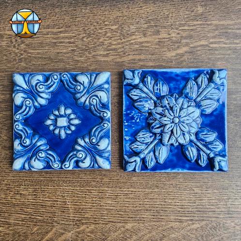 Carreaux bleus portugais faits à la main avec relief 12x12 e, Antiquités & Art, Antiquités | Assiettes décoratives & Carrelages