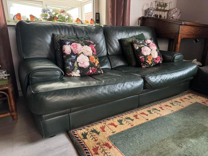 Lederen salon, Huis en Inrichting, Zetels | Zetels, Gebruikt, Rechte bank, Overige maten, 150 tot 200 cm, 75 tot 100 cm, Leer