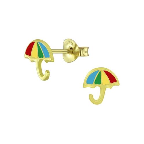 Kinderoorbellen paraplu geelgoud verguld zilver & epoxy, Handtassen en Accessoires, Kindersieraden, Nieuw, Oorbellen, Ophalen of Verzenden