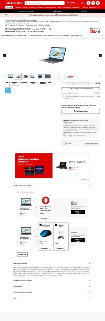 PC PORTABLE MEDION NOTEBOOK, Informatique & Logiciels, Enlèvement ou Envoi