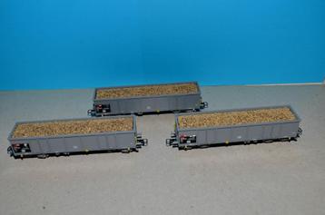 ROCO HO  3 WAGONS Eaos SBB-CFF CHARGES BETTERAVES". 