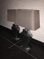 Mooie set lampen chrome metaal voet met stoffen kappen, Ophalen, Zo goed als nieuw