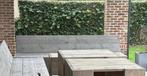 2 loungebanken steigerhout + 3 tafeltjes, Tuin en Terras, Ophalen, Gebruikt, Bank, Steigerhout