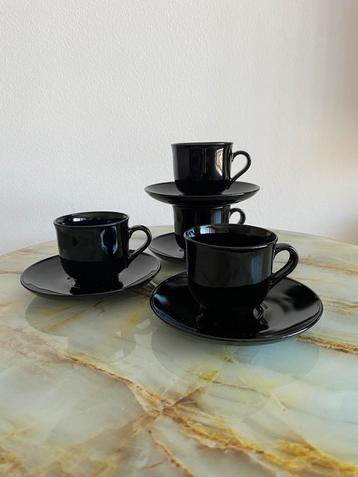 4x espressotas met schotel arcoroc France, Uni, Enlèvement ou Envoi, Comme neuf, Verre