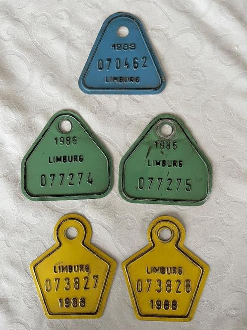 6 oude fietsnummerplaten Limburg (1983-1986-1988), Verzamelen, Retro, Overige typen, Ophalen of Verzenden