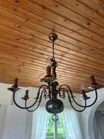 Vintage messing luster – 6-armig met elegante boogarmen, Huis en Inrichting, Lampen | Kroonluchters, Ophalen, Zo goed als nieuw