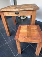 Teakhouten tafel en bijzet tafel, in zéér goede staat., Tuin en Terras, Ophalen, Gebruikt, Teakhout
