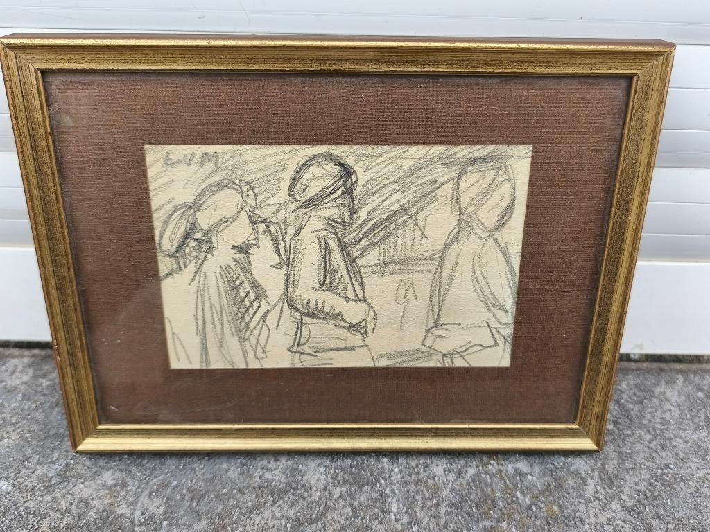 Dessin monograme eugeen van mieghem, Ophalen of Verzenden