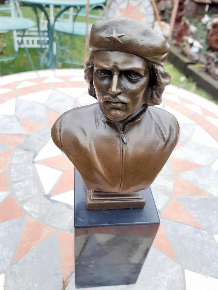 BRONZEN BUSTE GESIGNEERD J.PEREZ DE CHE GUEVARA, Antiek en Kunst, Antiek | Brons en Koper, Brons, Ophalen of Verzenden