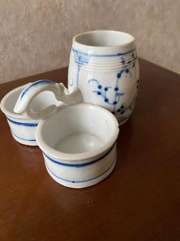 Brocante Peper, Zout en Mosterdstel., Antiek en Kunst, Antiek | Keramiek en Aardewerk, Ophalen of Verzenden