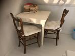 Antiek tafeltje Flamant en 2 stoelen, Ophalen of Verzenden, Gebruikt, Stoel(en)