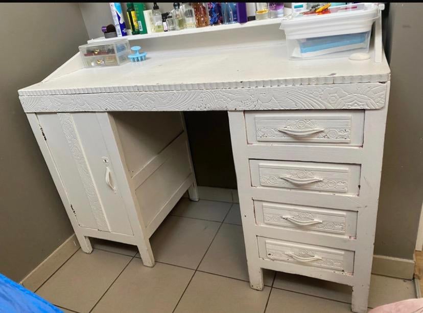 Bureau vintage, Vintage, Enlèvement, Blanc, Bois