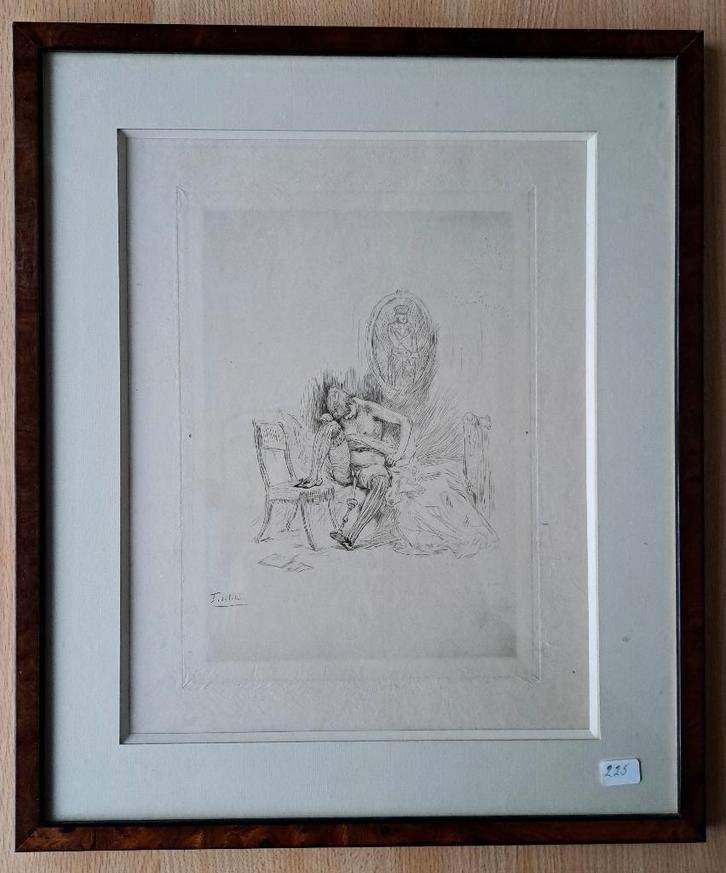 Ets Félicien Rops 1833-1898 « Fidélité » nouveau cadre, Antiquités & Art, Art | Eaux-fortes & Gravures, Enlèvement ou Envoi