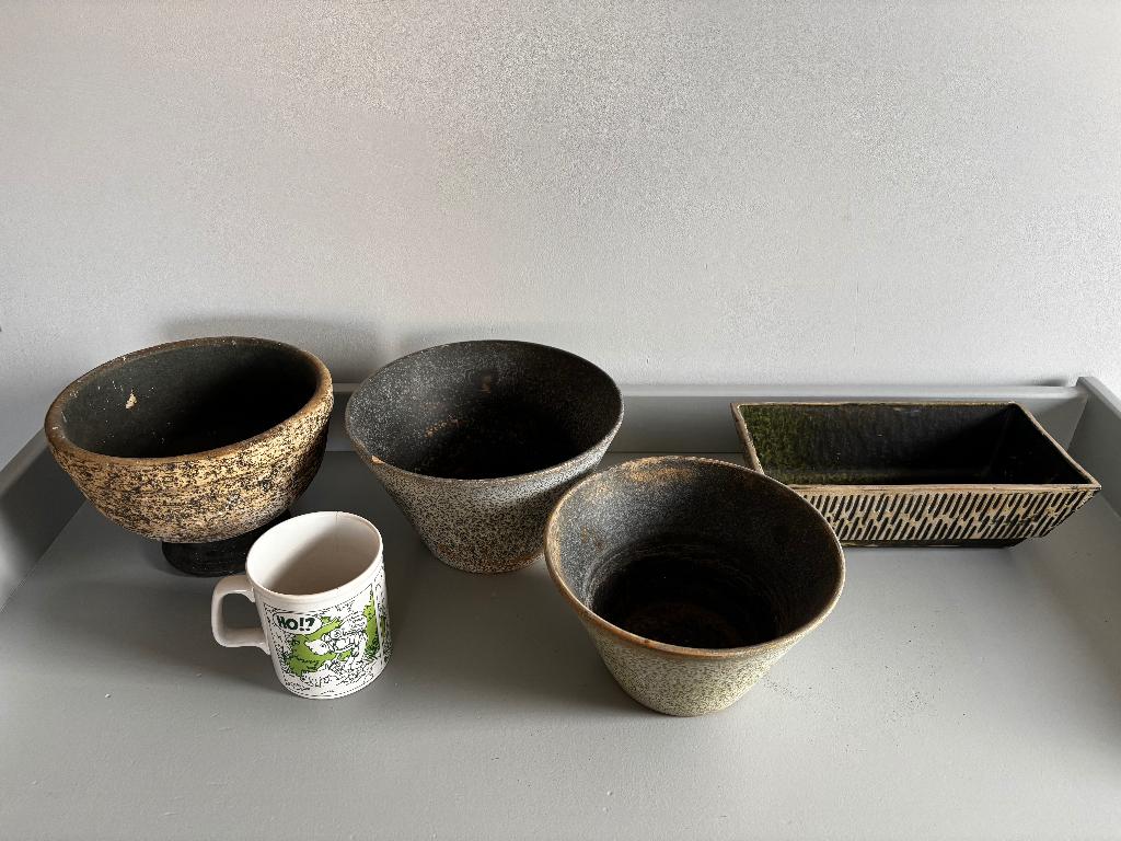 lot de pots de fleurs vintage en céramique rétro, Jardin & Terrasse, Enlèvement ou Envoi, Moins de 25 cm, Poterie, Utilisé
