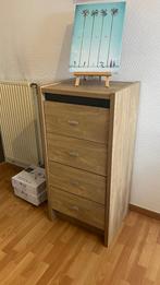 Commode placage chêne clair en très bon état, Maison & Meubles, 3 ou 4 tiroirs, 25 à 50 cm, Enlèvement, Utilisé